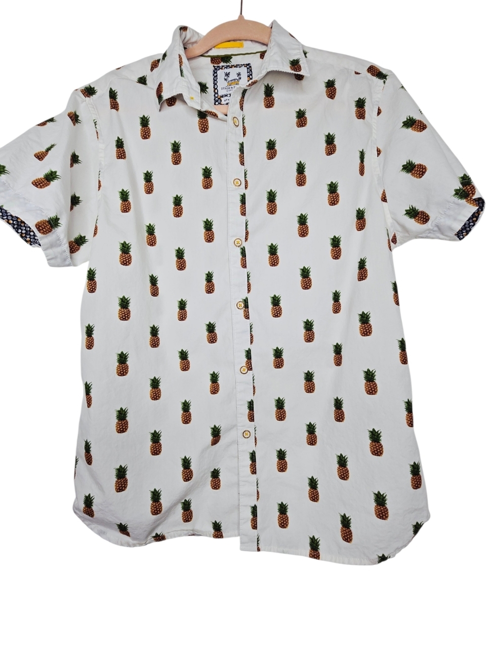 Denim & Flower short-sleeve button-up shirt featuring a pineapple pattern